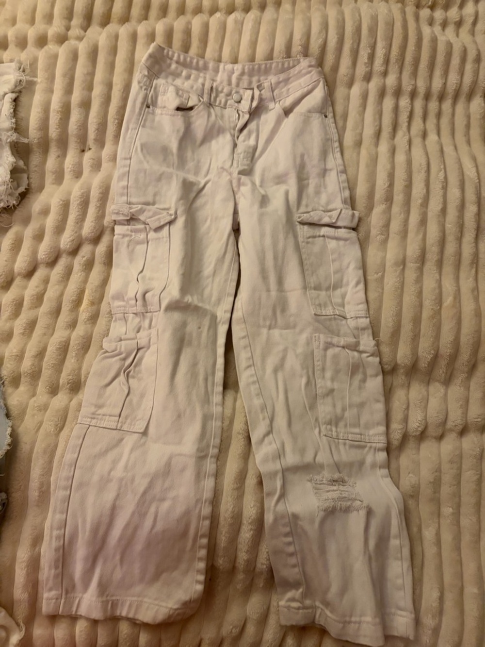 White Cargo Wide-Leg Pants